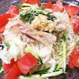 夏☆ツナマヨとトマトのぶっかけ素麺